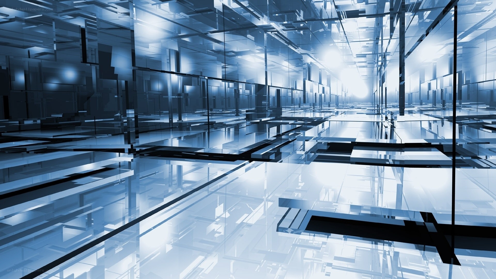 futuristic glass corridor