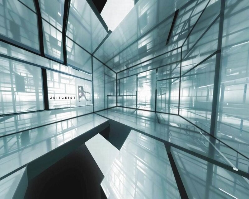 futuristic glass corridor