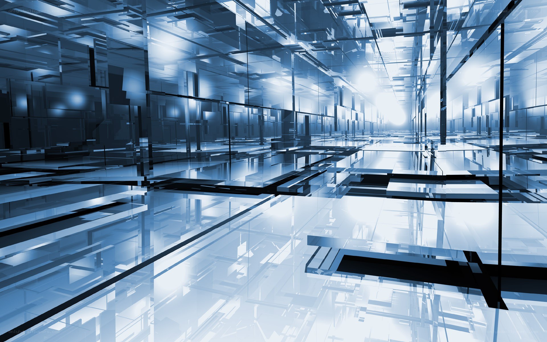 futuristic glass corridor