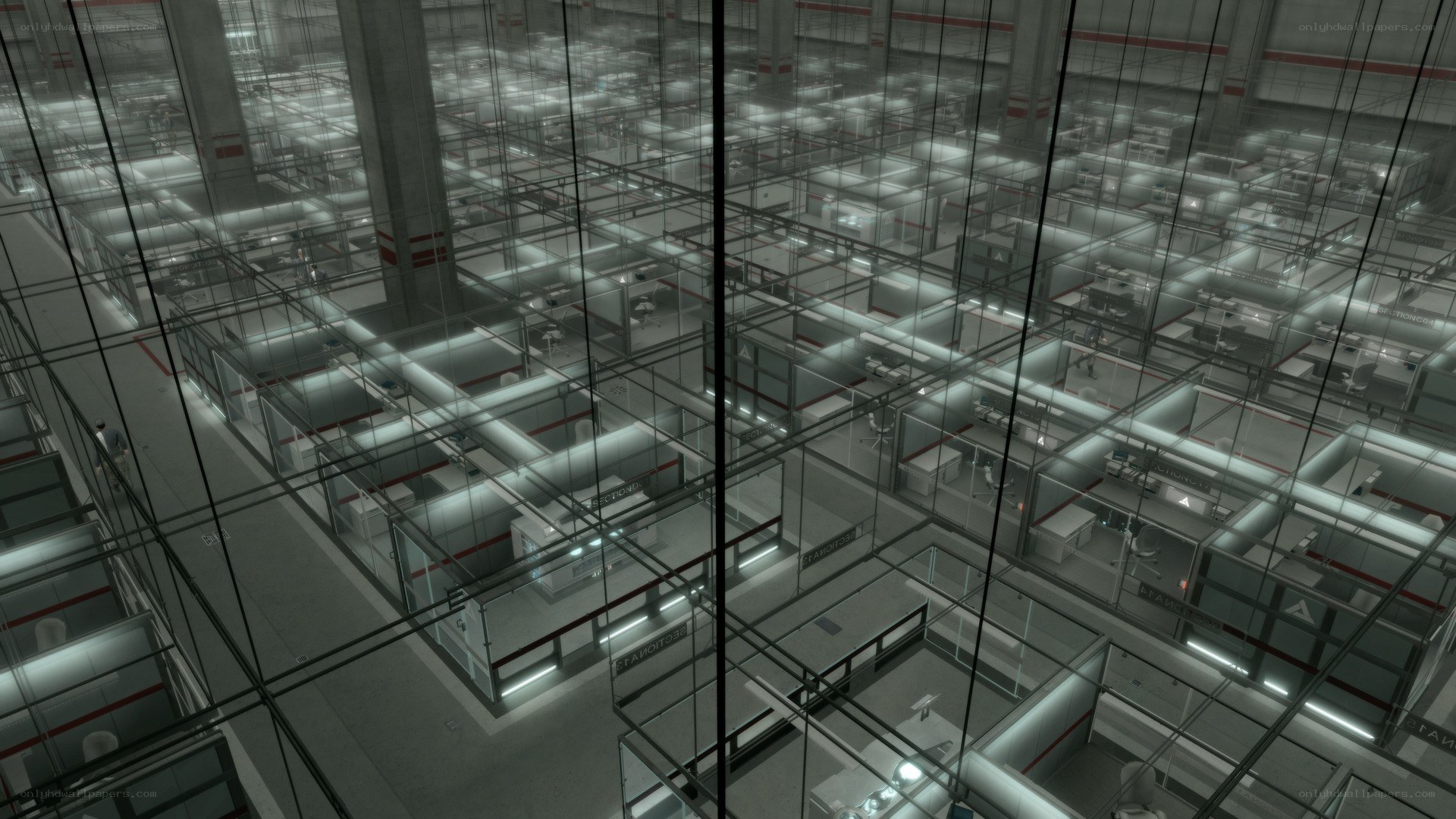 futuristic glass office complex