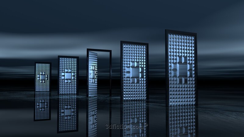 futuristic glowing doors