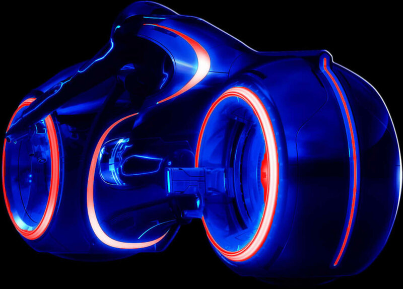 futuristic glowing motorcycle