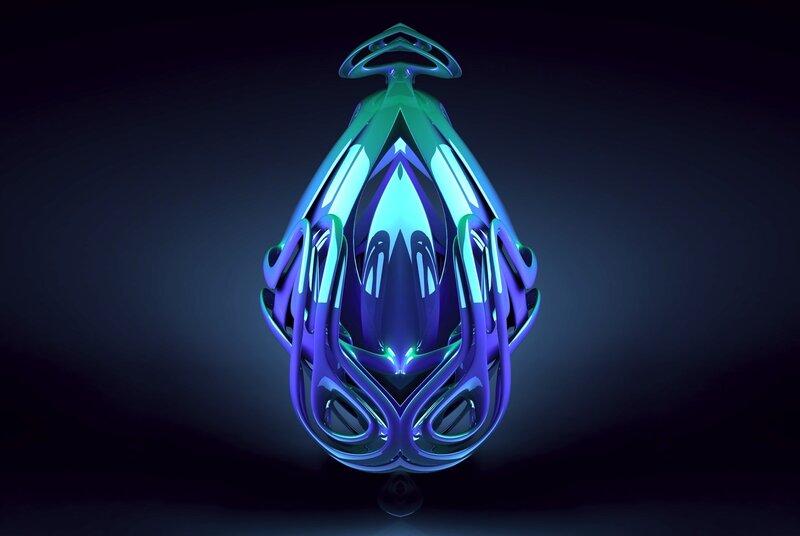 Futuristic glowing sculpture