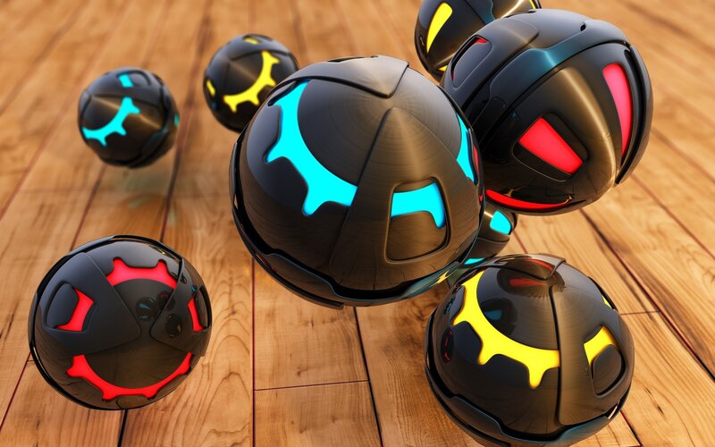 futuristic glowing spheres