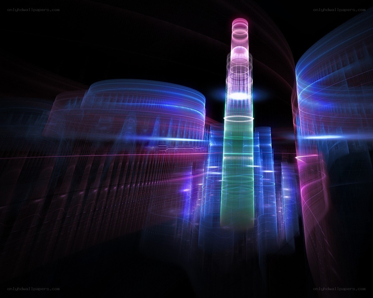 futuristic glowing structures