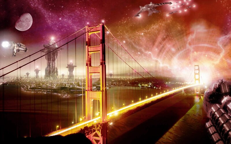 Futuristic Golden Gate Bridge