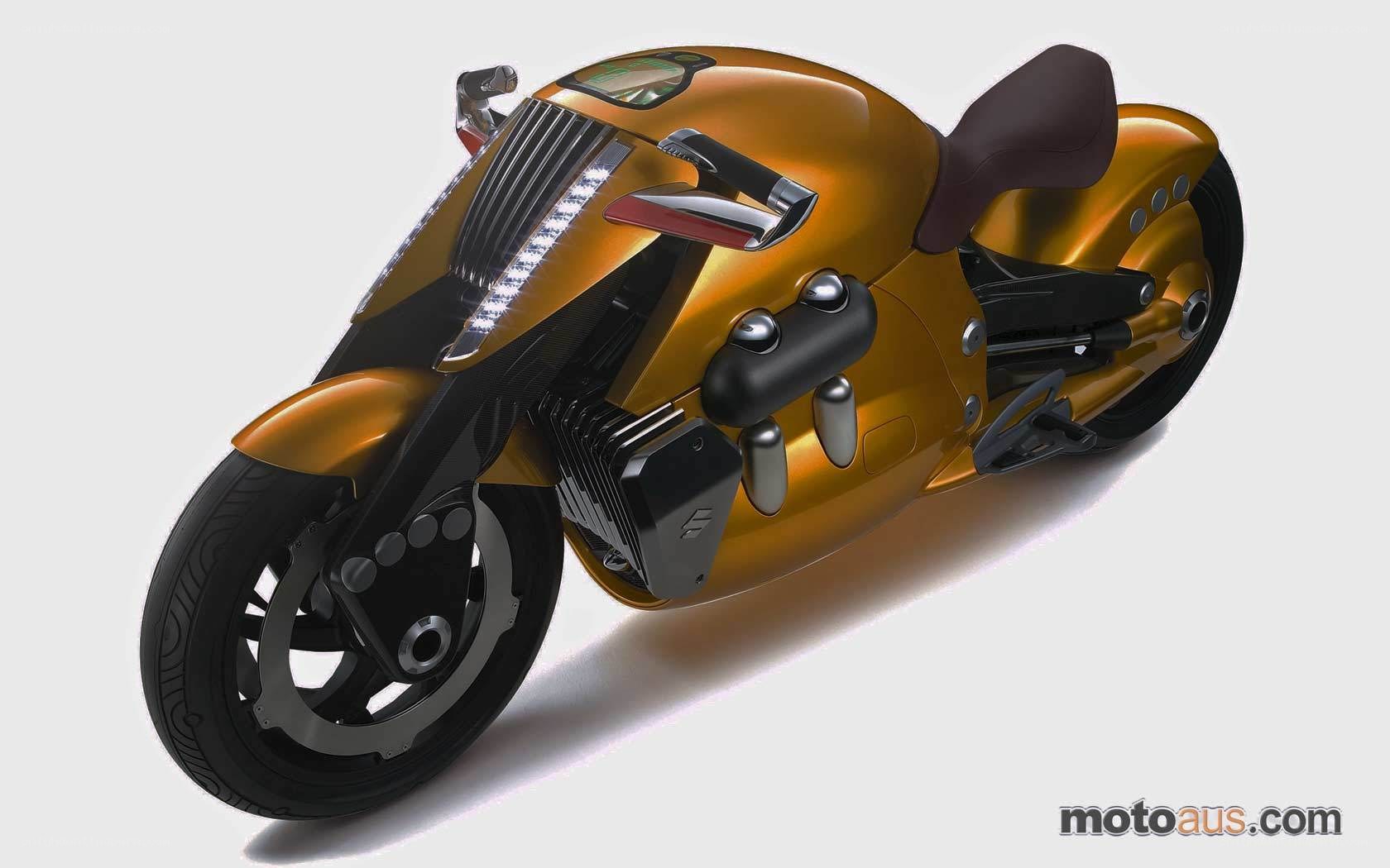 futuristic golden motorcycle