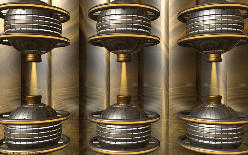 Futuristic golden spheres