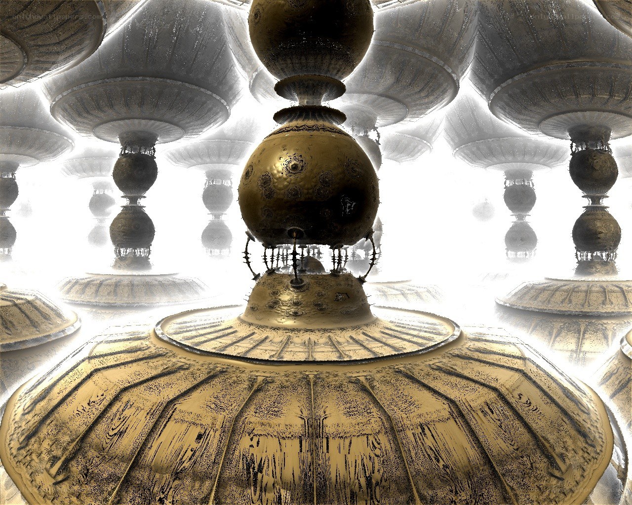 futuristic golden structures