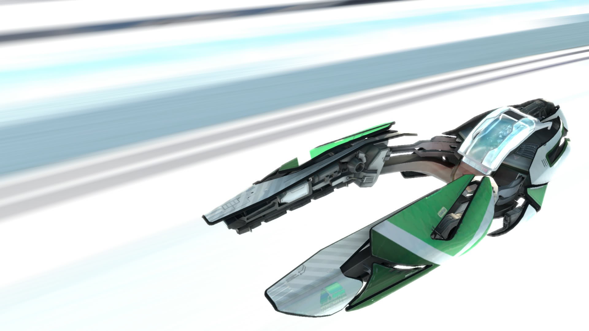 futuristic green and white vehicle