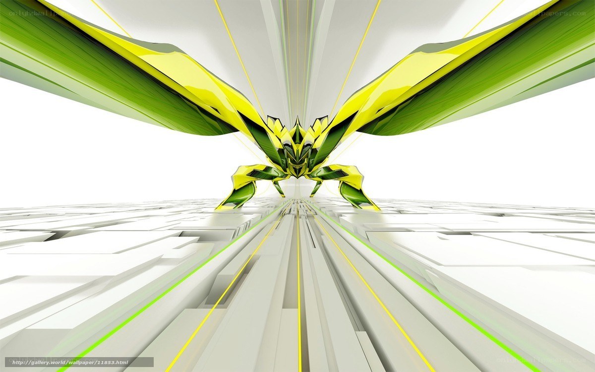 futuristic green and yellow corridor