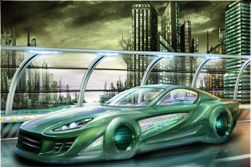 Futuristic Green Car