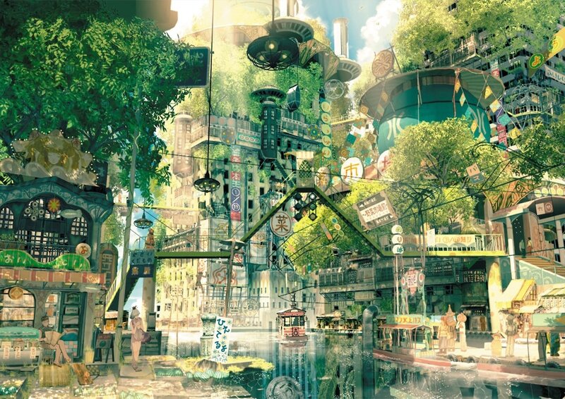 Futuristic green cityscape