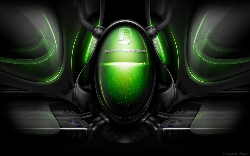 futuristic green design logo