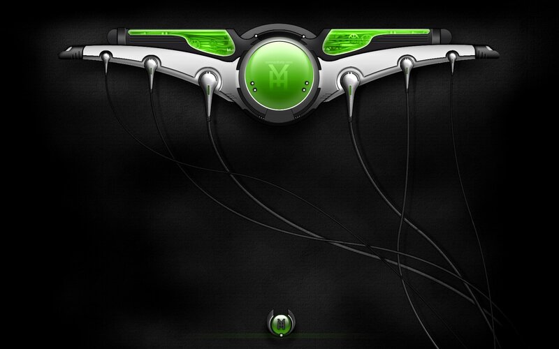 futuristic green headphones