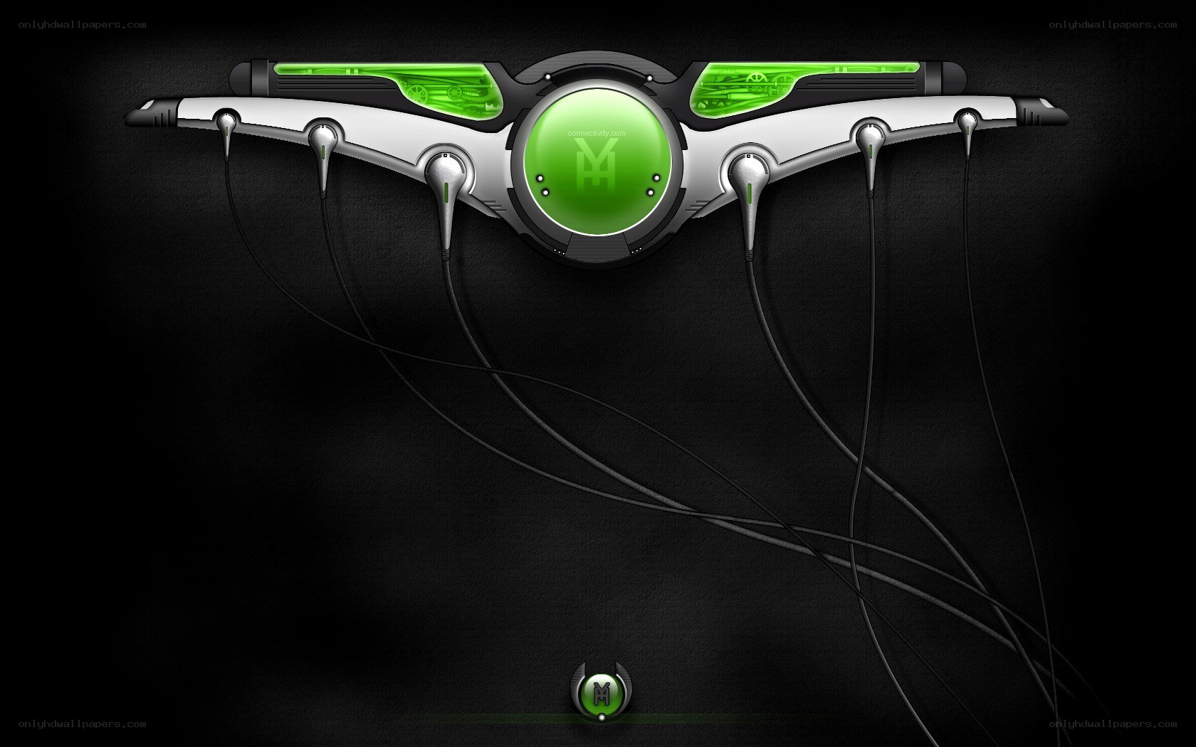 futuristic green headphones