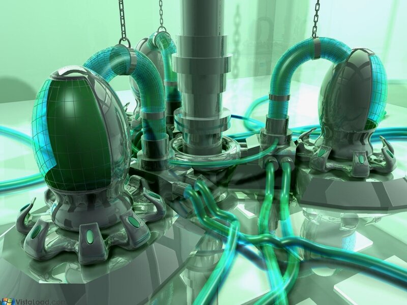 futuristic green machinery