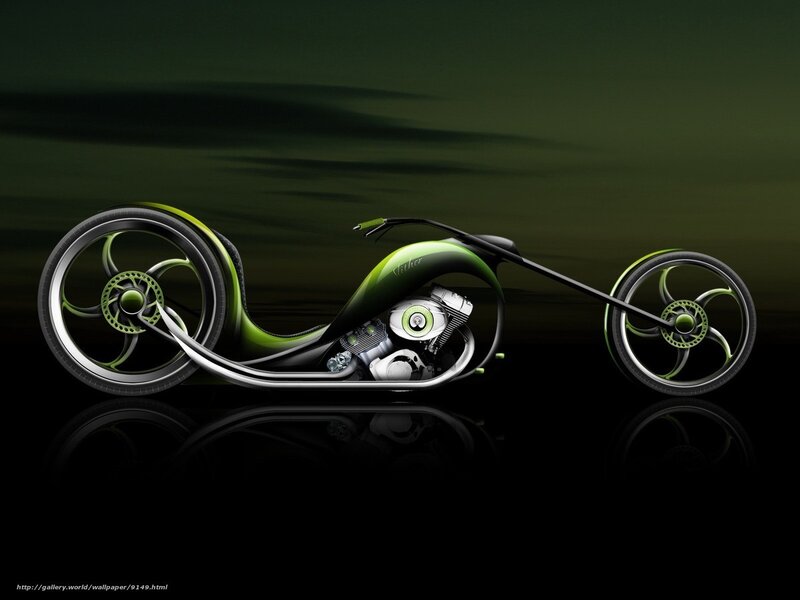 futuristic green motorcycle