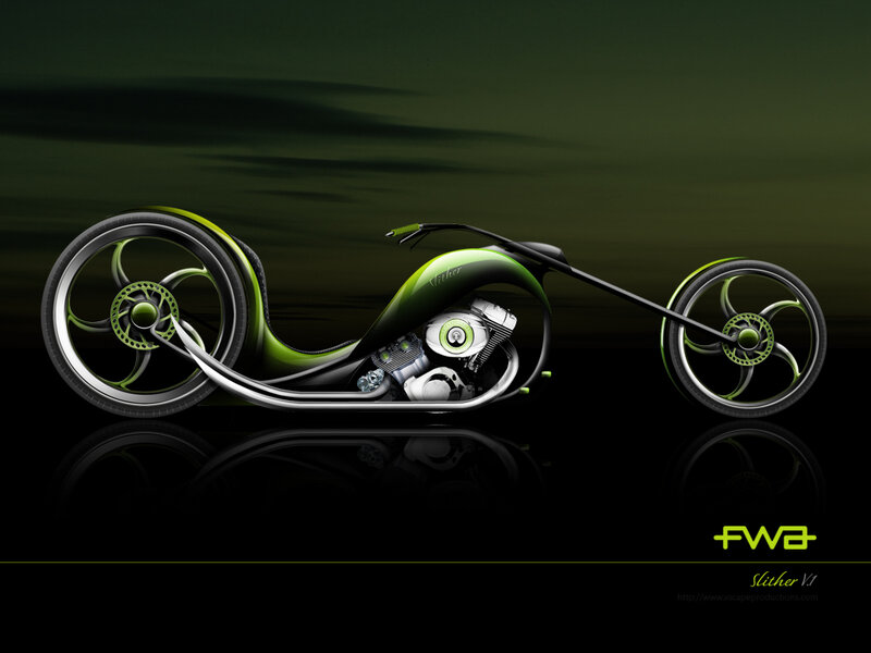 futuristic green motorcycle concept