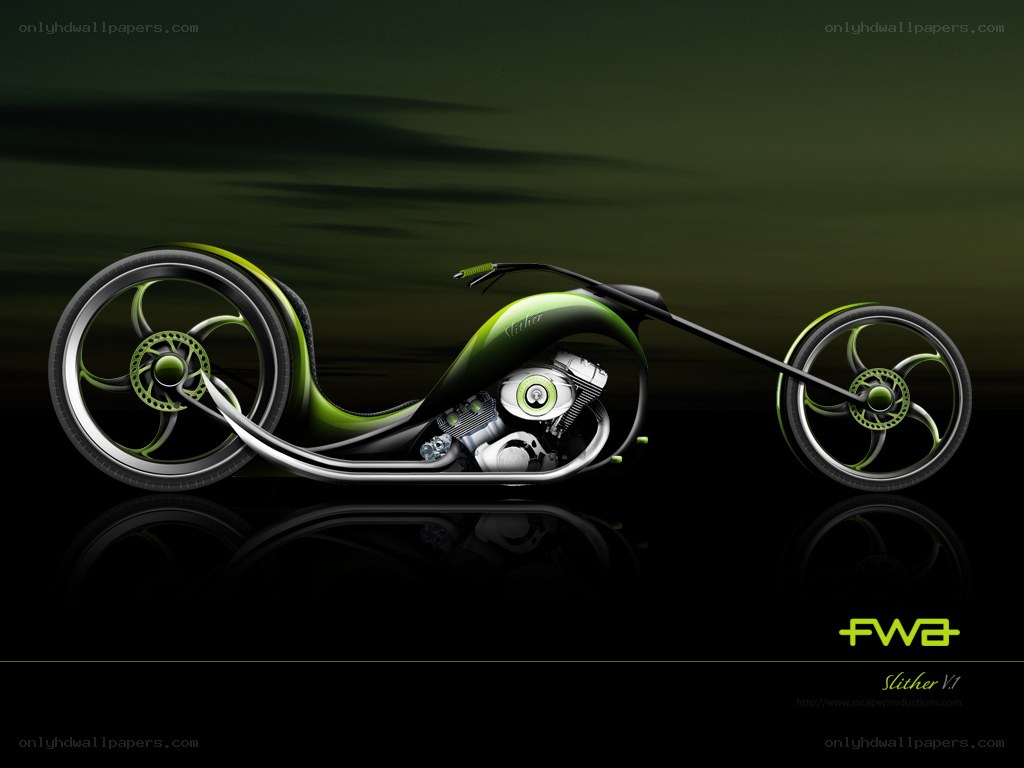 futuristic green motorcycle concept
