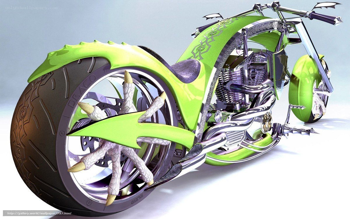 futuristic green motorcycle