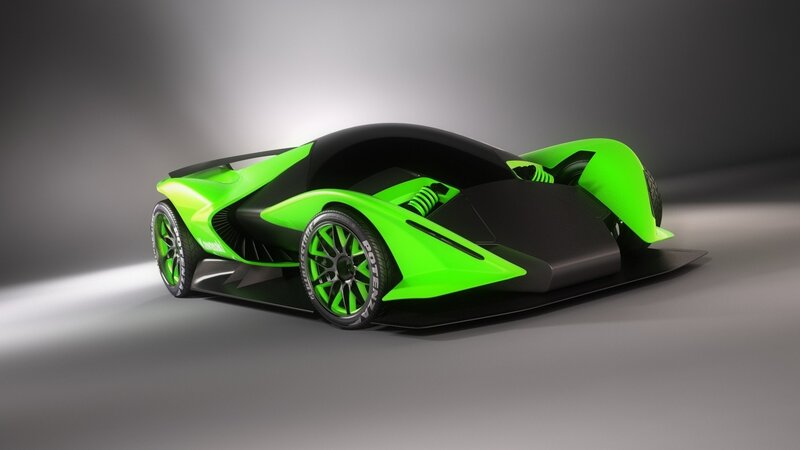 futuristic green sports car