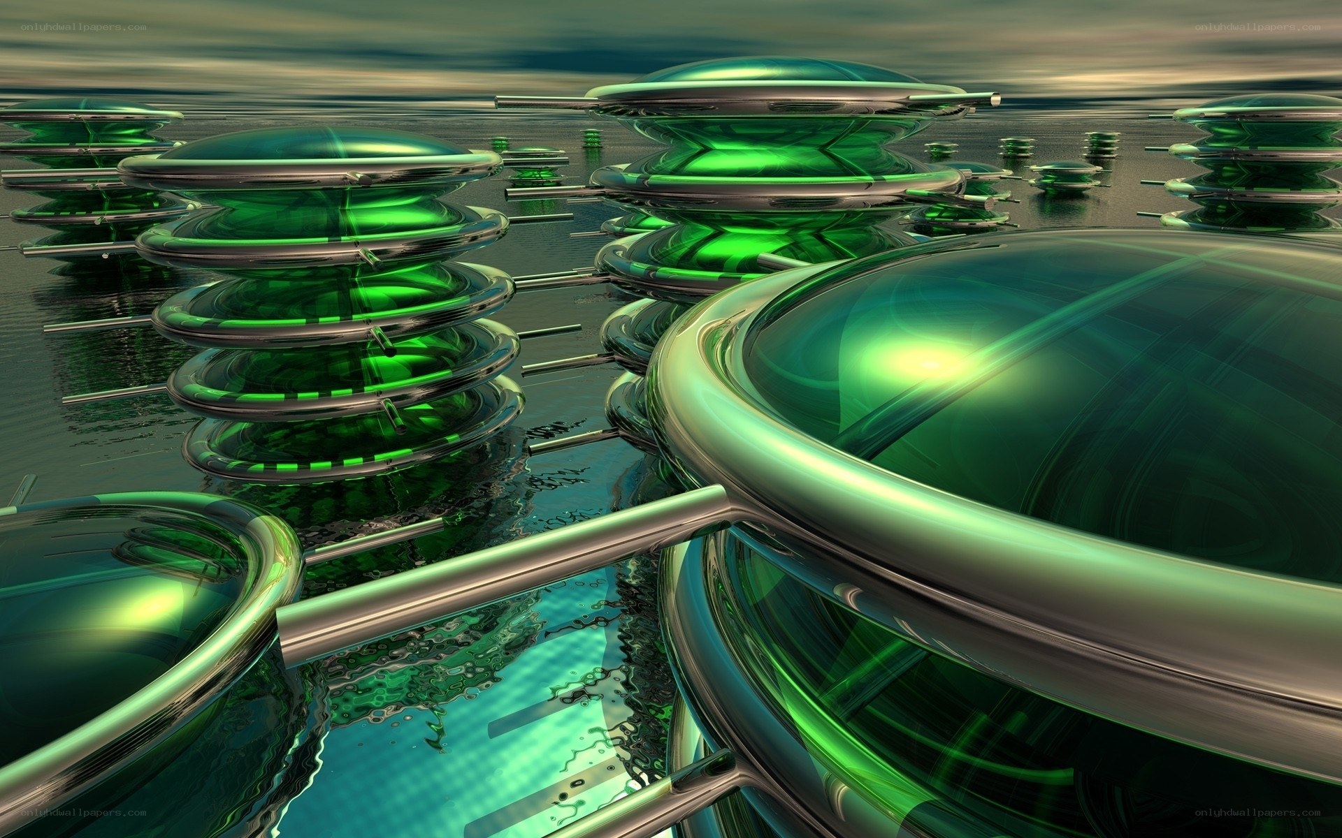 Futuristic green structures