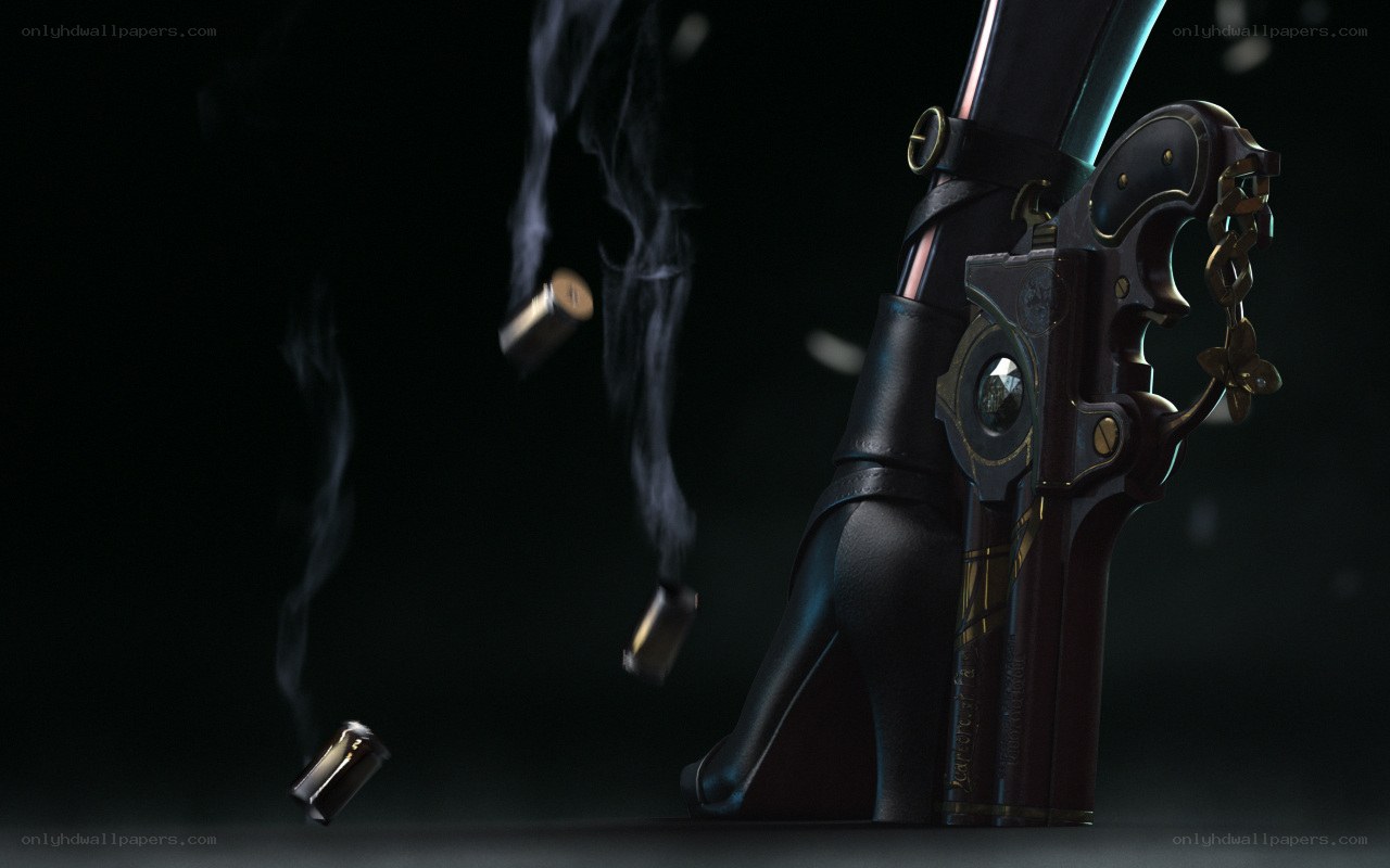 Futuristic gun with ejected casings