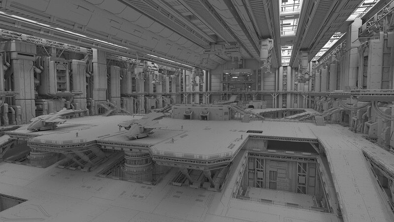 Futuristic Hangar Bay — Gray