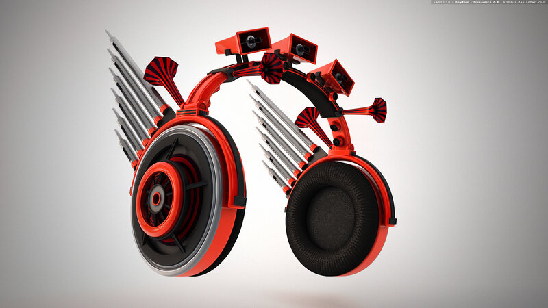 Futuristic Headphones — Red