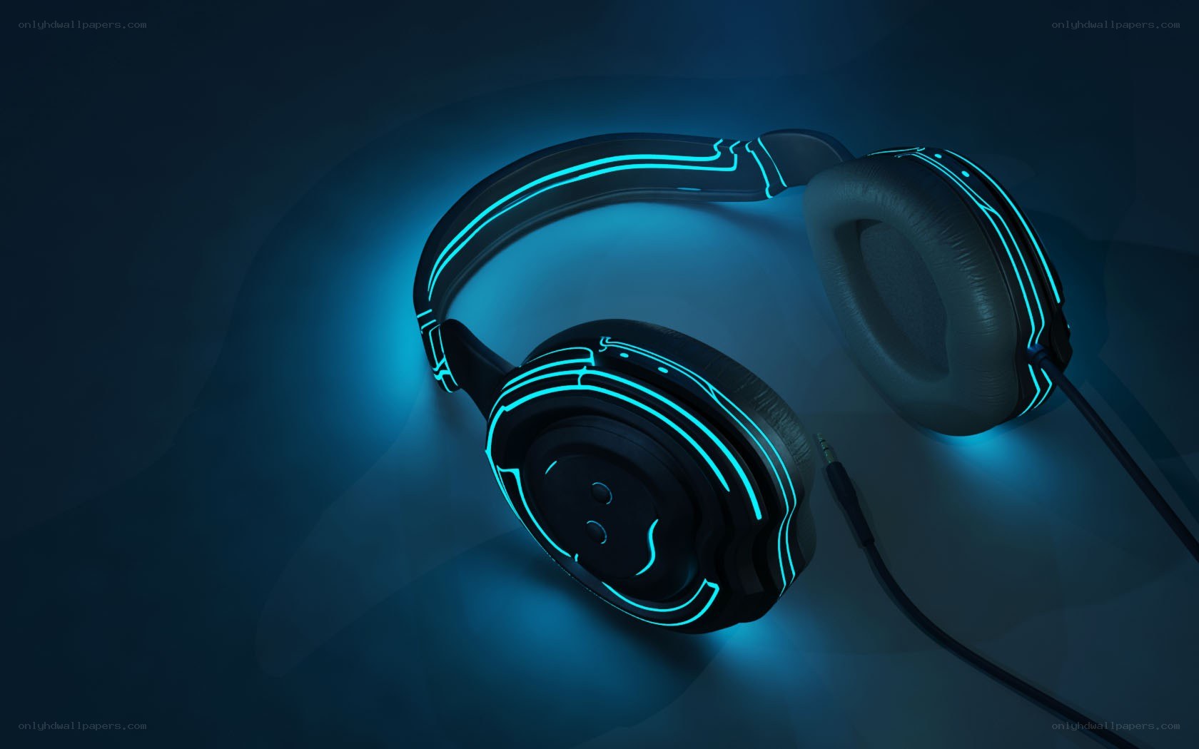 futuristic headphones with neon lights