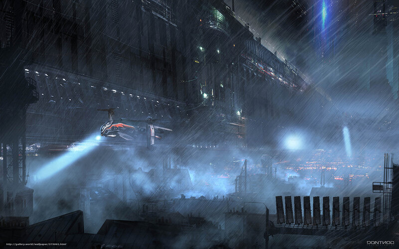 Futuristic Helicopter — Blue