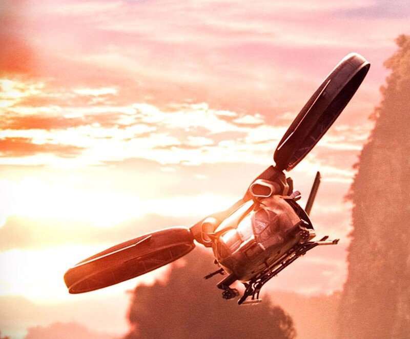 Futuristic Helicopter — Orange, Dramatic