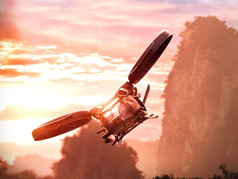 Futuristic Helicopter — Orange