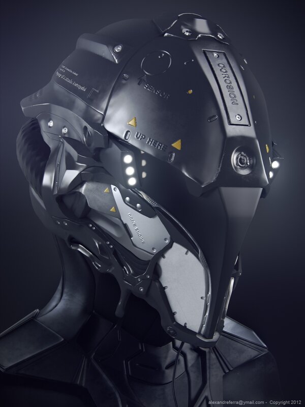 Futuristic Helmet — Black, Dramatic