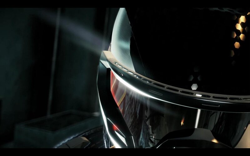 futuristic helmet close-up
