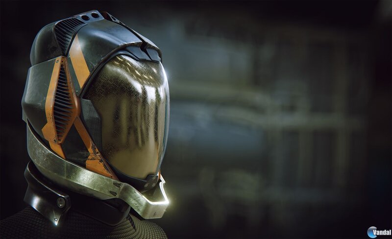 futuristic helmet in dark setting