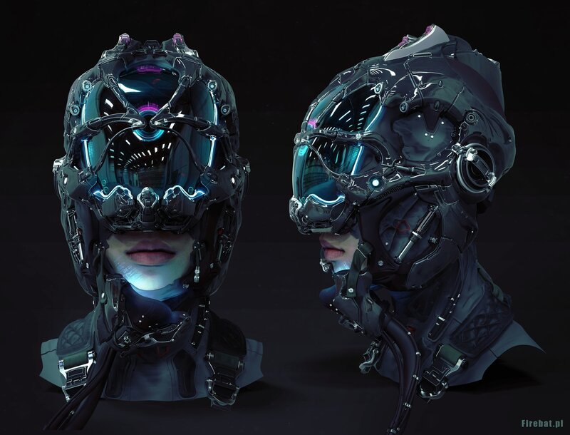 Futuristic Helmeted Figure