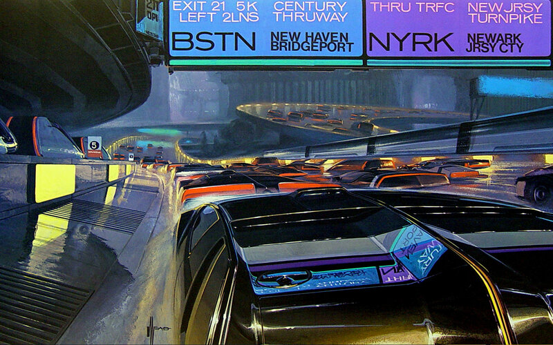 futuristic highway traffic