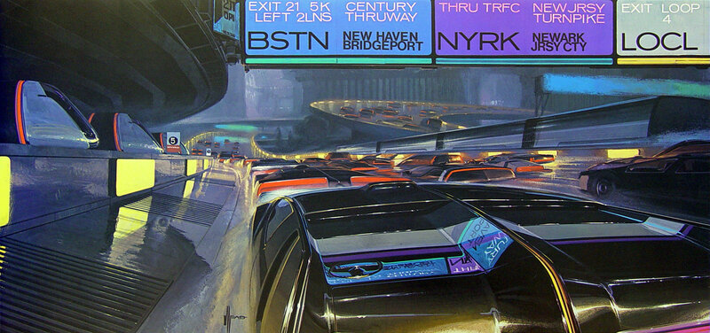 futuristic highway traffic