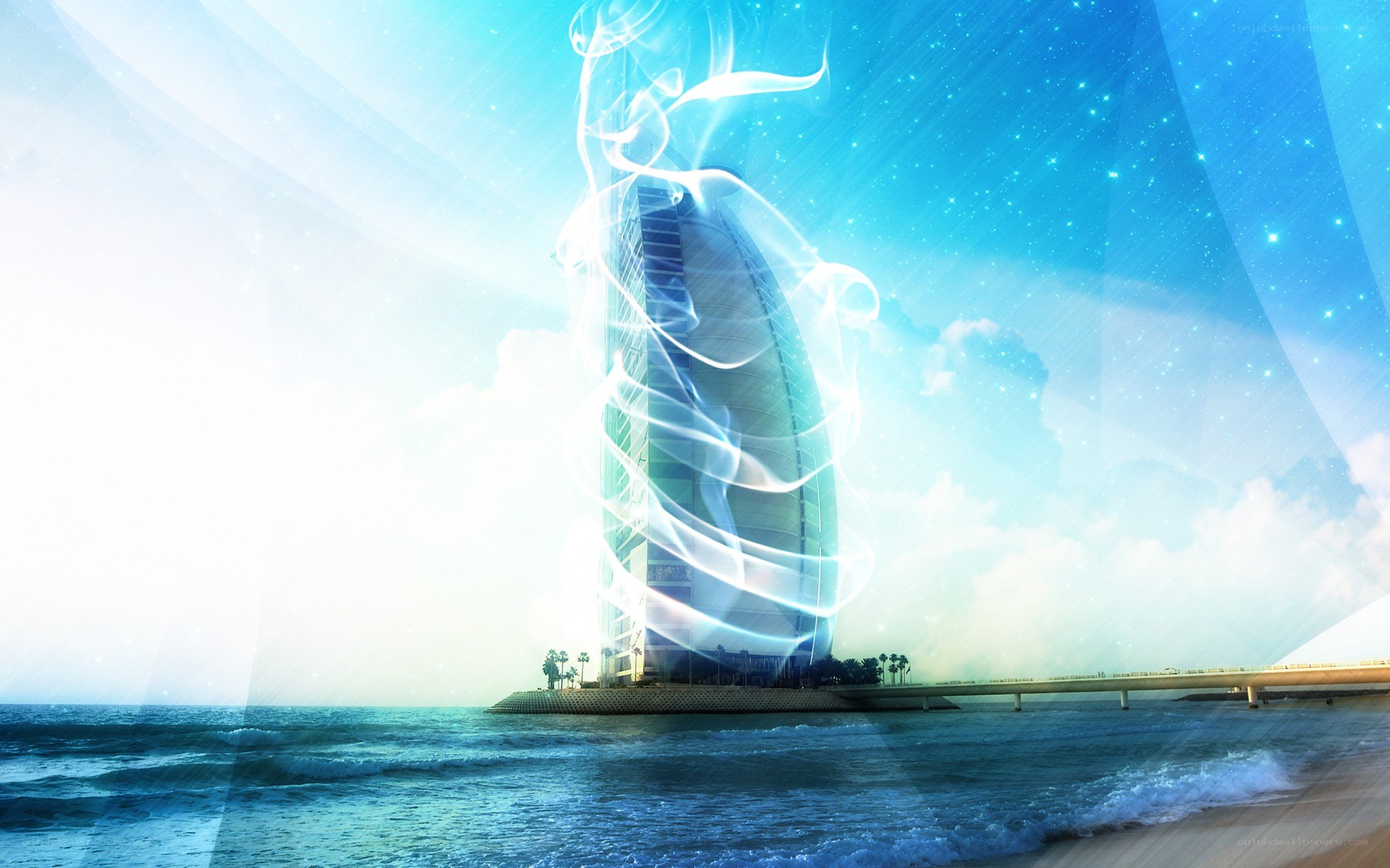 futuristic hotel by the sea