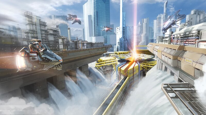Futuristic Hoverbike Race