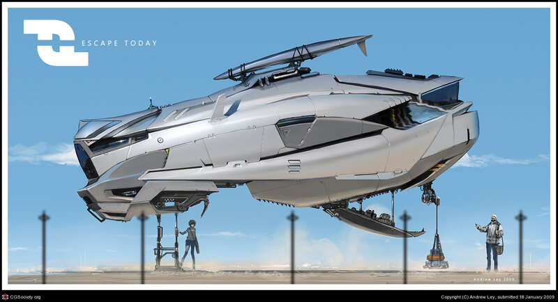 futuristic hovercraft concept