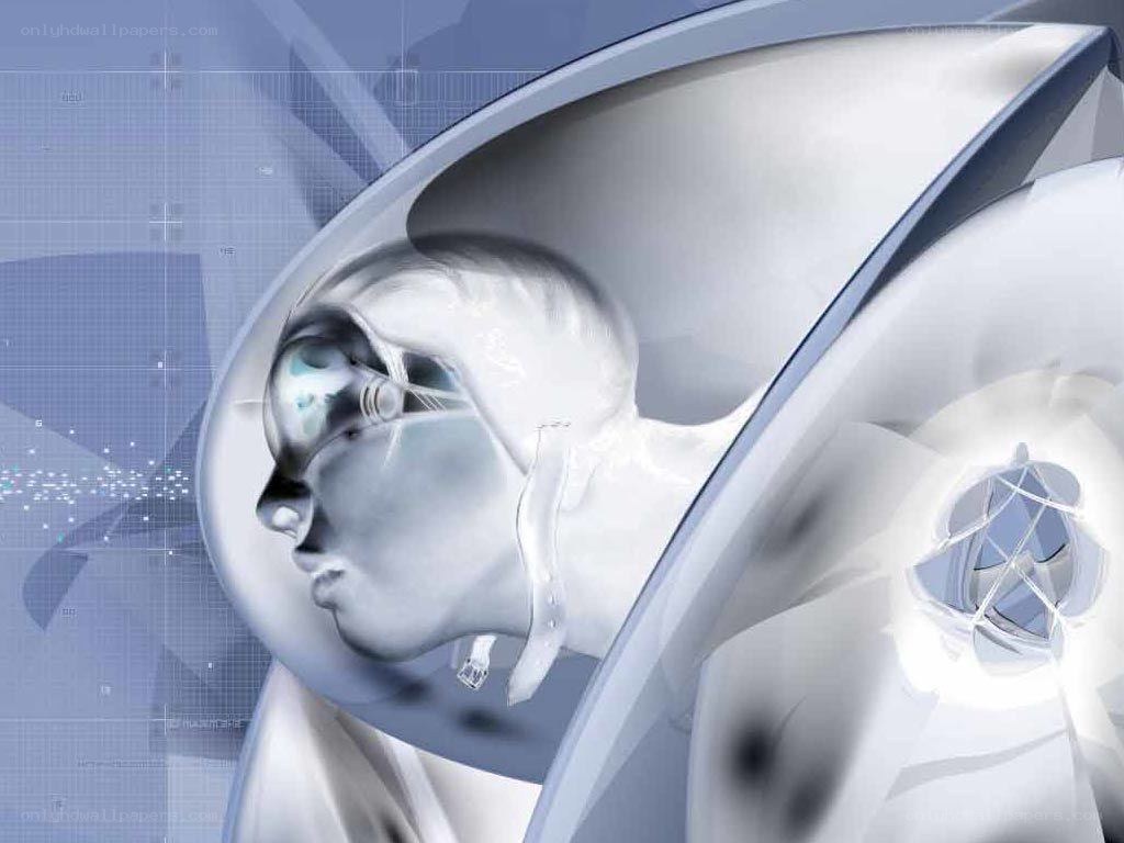 futuristic human head interface