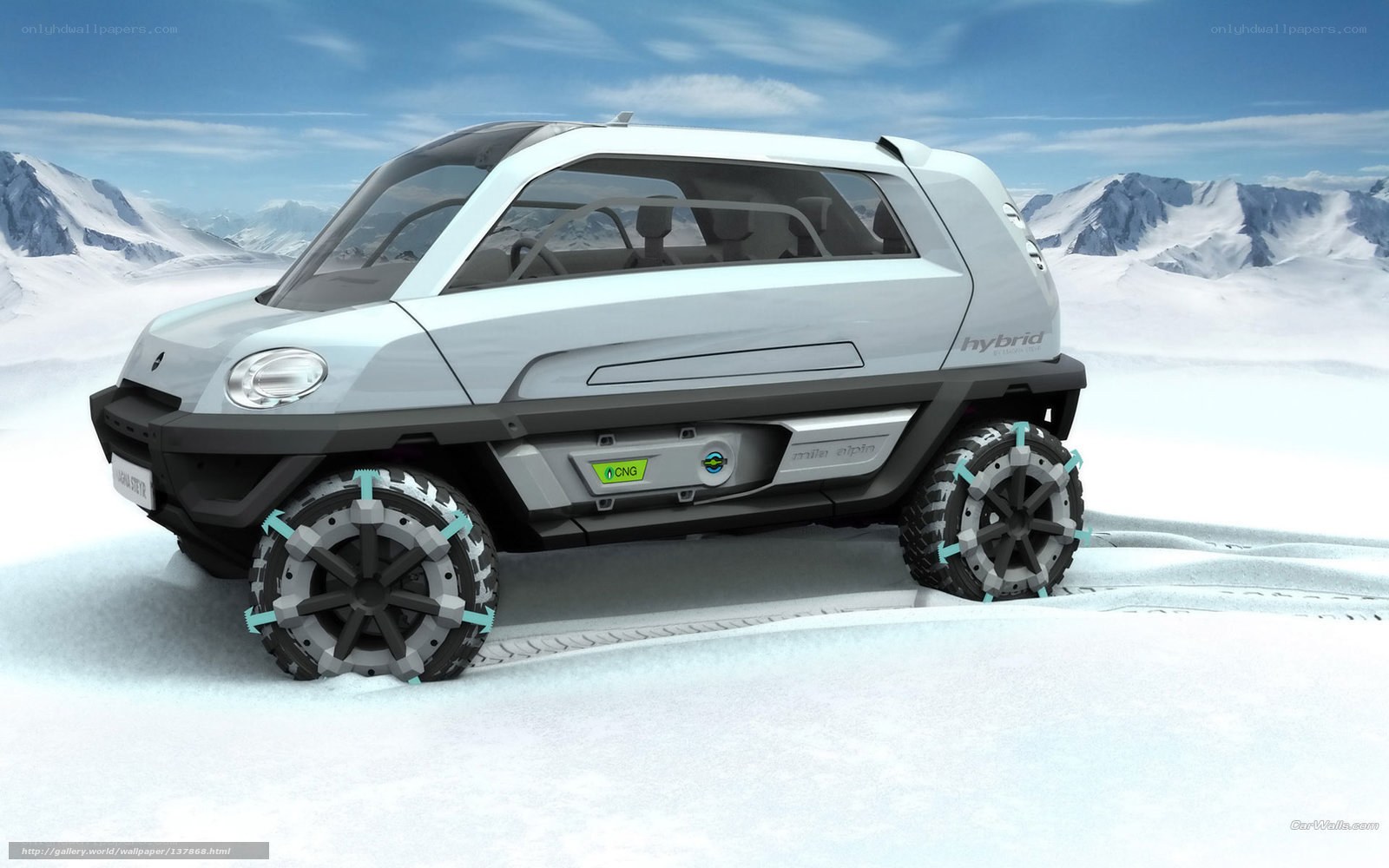 futuristic hybrid snow vehicle