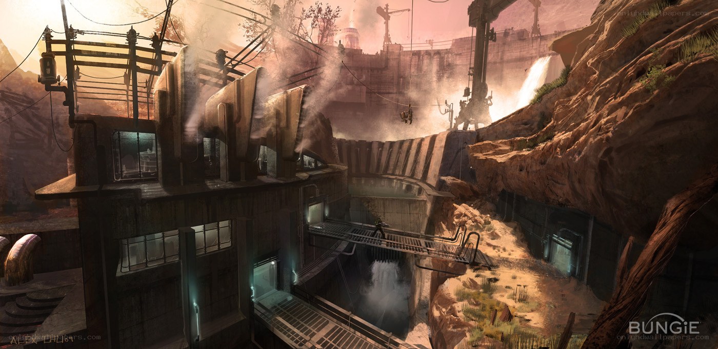 futuristic industrial canyon