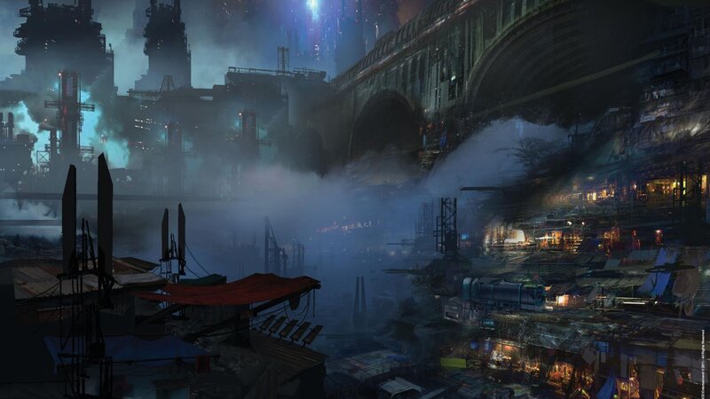 Futuristic Industrial City — Blue, Dramatic, Night