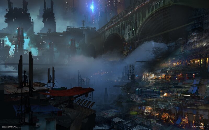 Futuristic Industrial City — Blue