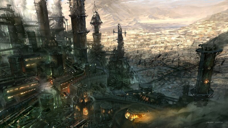 Futuristic Industrial City — Brown, Dramatic