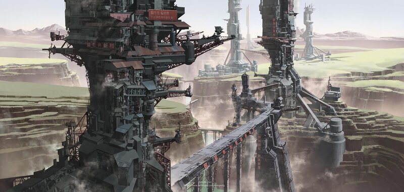Futuristic Industrial City — Gray, Dramatic, Afternoon